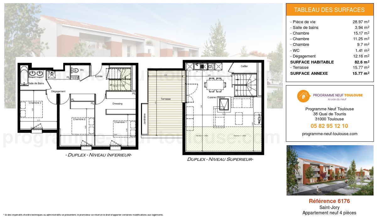 Plan pour un Appartement neuf de  82.6m² à
					Saint-Jory