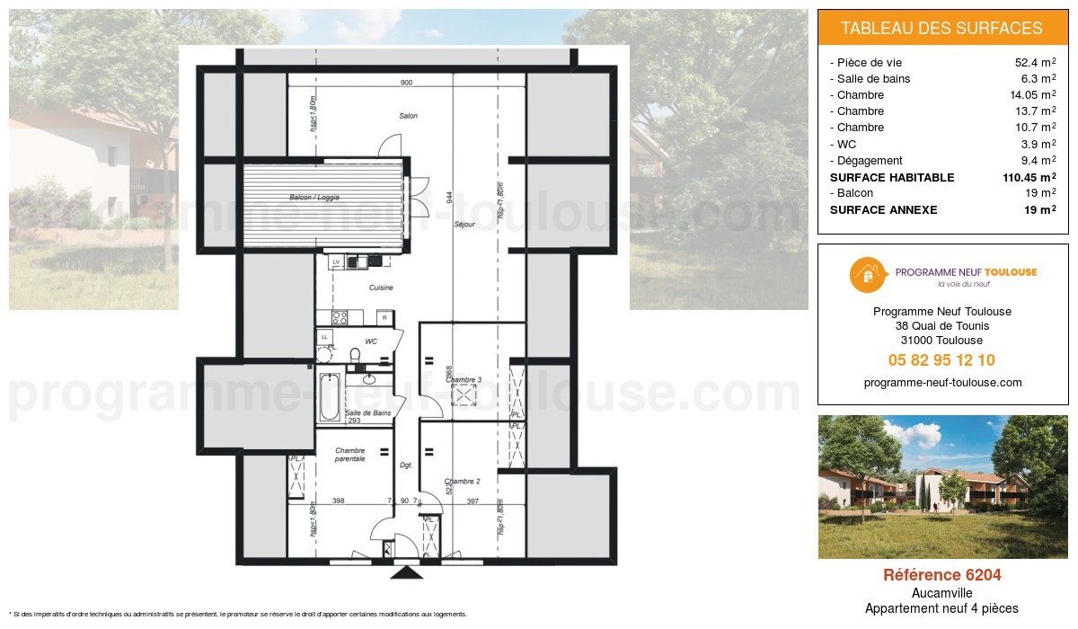 Plan pour un Appartement neuf de  110.45m² à
					Aucamville