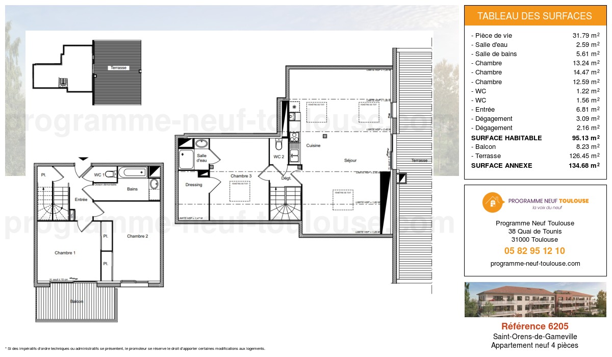 Plan pour un Appartement neuf de  95.13m² à
					Saint-Orens-de-Gameville