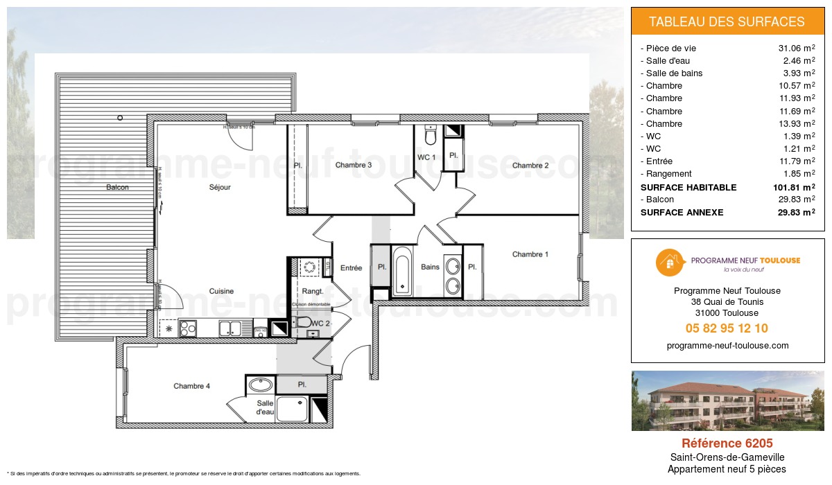 Plan pour un Appartement neuf de  101.81m² à
					Saint-Orens-de-Gameville