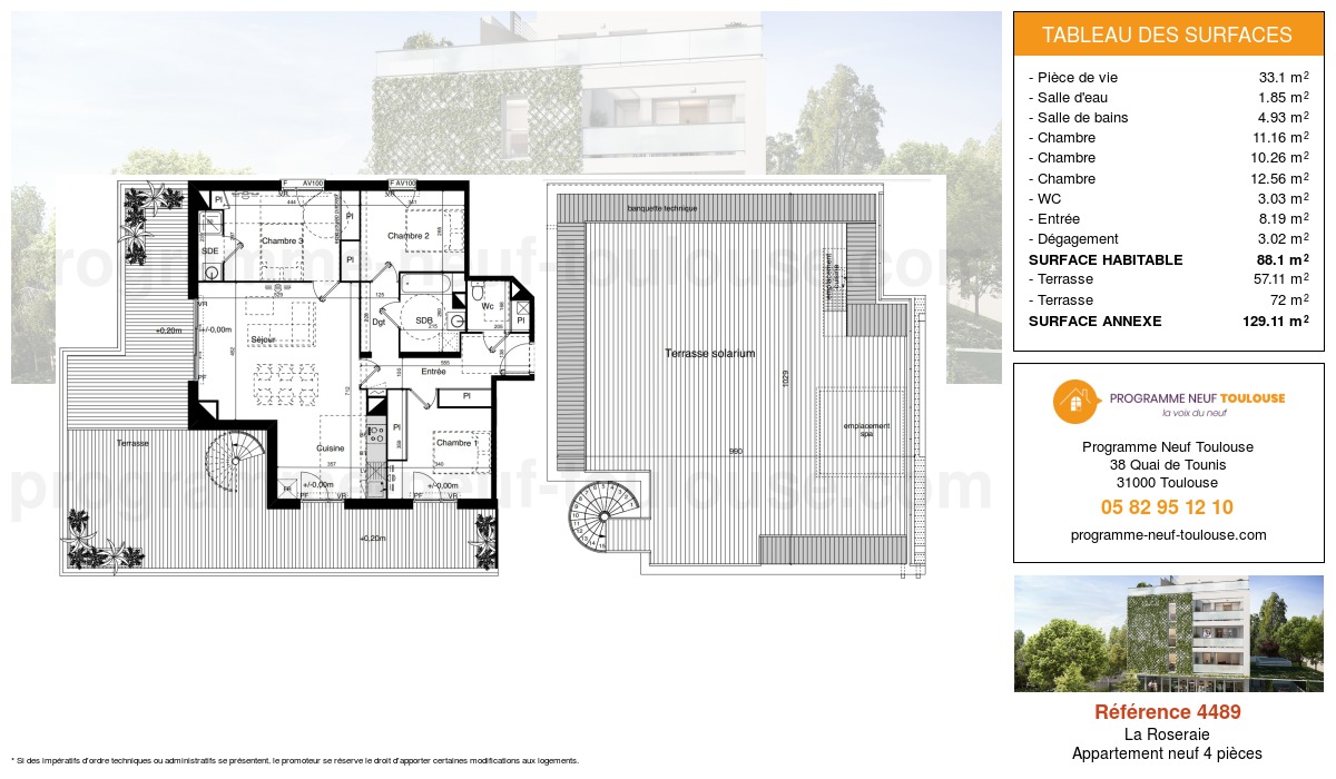 Plan pour un Appartement neuf de  88.1m² à
					La Roseraie
