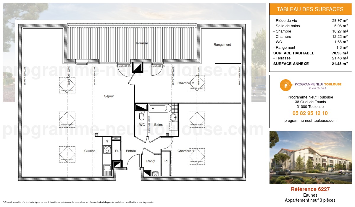 Plan pour un Appartement neuf de  70.95m² à
					Eaunes