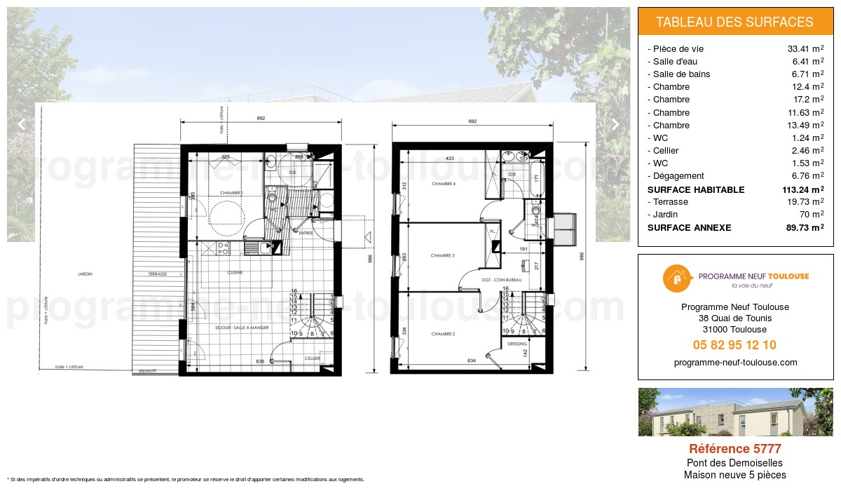Plan pour un Maison neuve de  110.24m² à
					Pont des Demoiselles