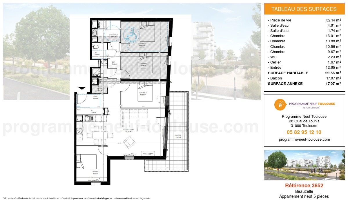 Plan pour un Appartement neuf de  99.56m² à
					Beauzelle