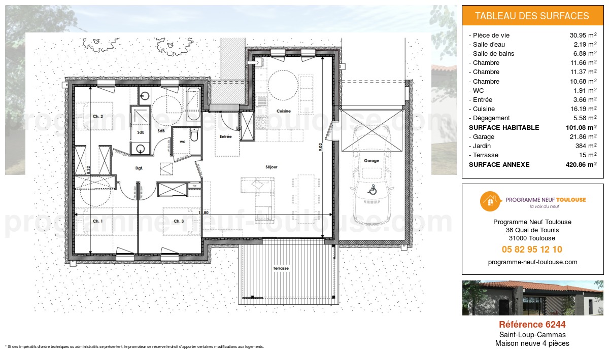 Plan pour un Maison neuve de  101.08m² à
					Saint-Loup-Cammas