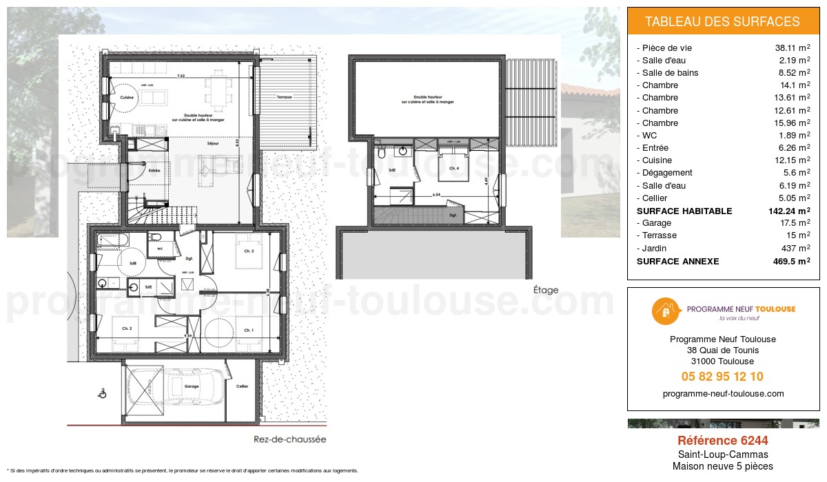 Plan pour un Maison neuve de  137.19m² à
					Saint-Loup-Cammas