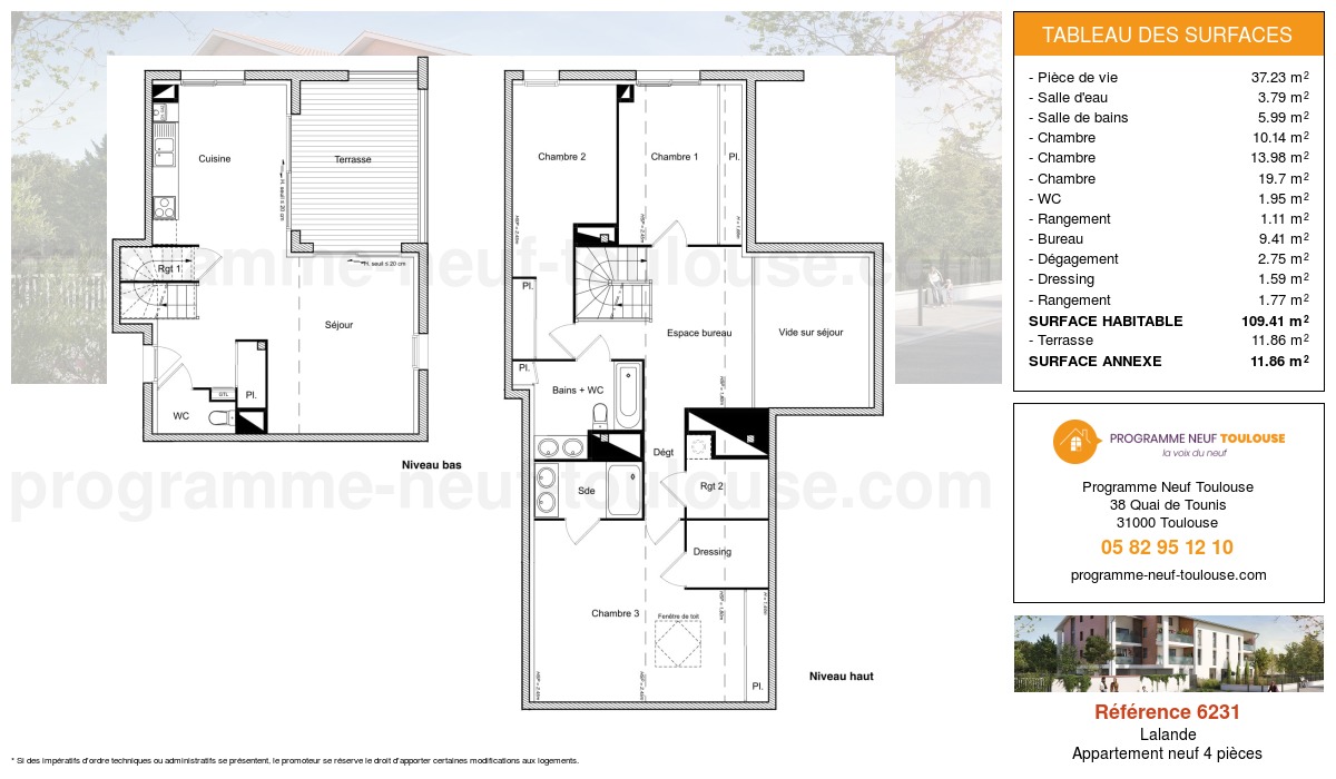 Plan pour un Appartement neuf de  109.41m² à
					Lalande