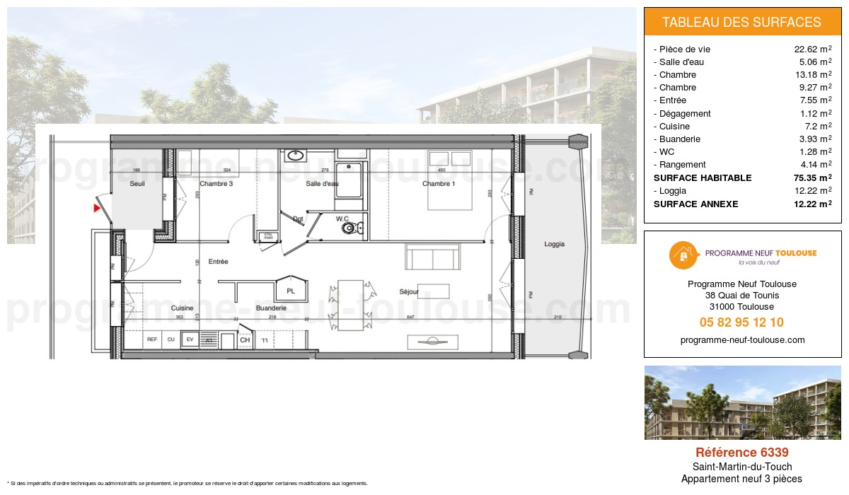 Plan pour un Appartement neuf de  71.2m² à
					Saint-Martin-du-Touch
