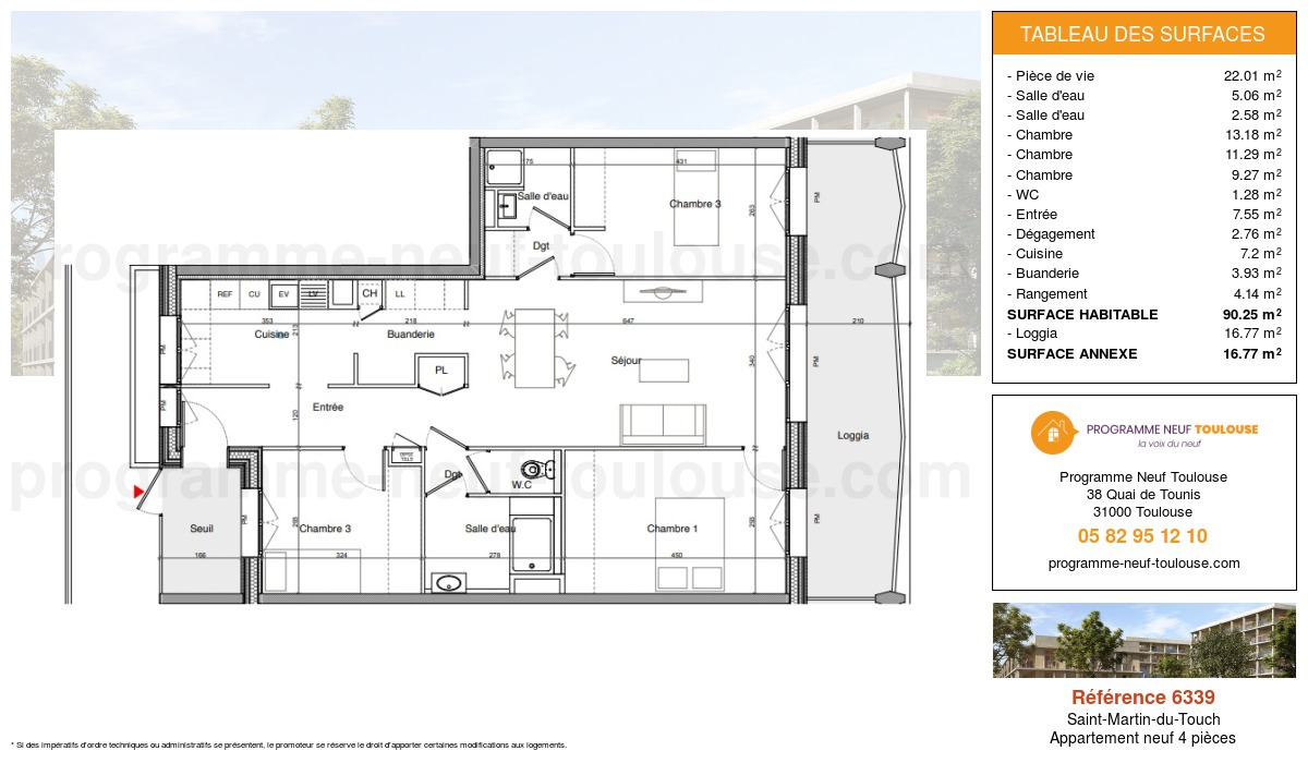 Plan pour un Appartement neuf de  86.1m² à
					Saint-Martin-du-Touch