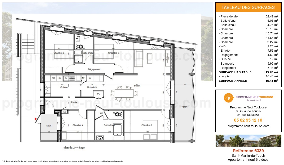 Plan pour un Appartement neuf de  111.6m² à
					Saint-Martin-du-Touch
