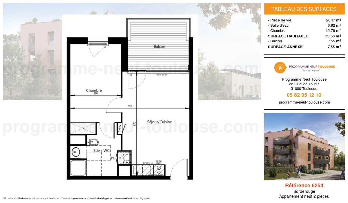 Plan pour un Appartement neuf de  39.58m² à
					Borderouge