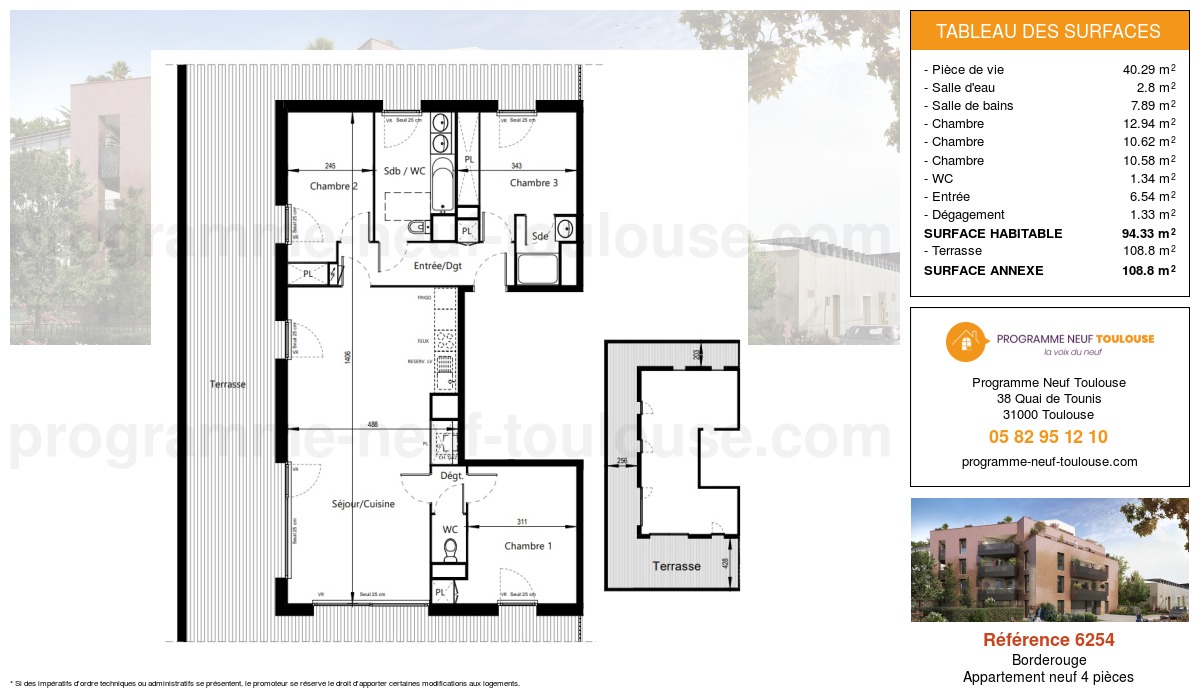 Plan pour un Appartement neuf de  94.33m² à
					Borderouge