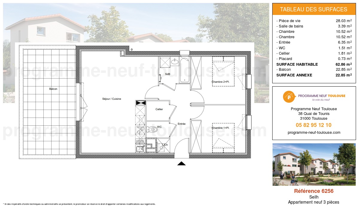 Plan pour un Appartement neuf de  62.86m² à
					Seilh