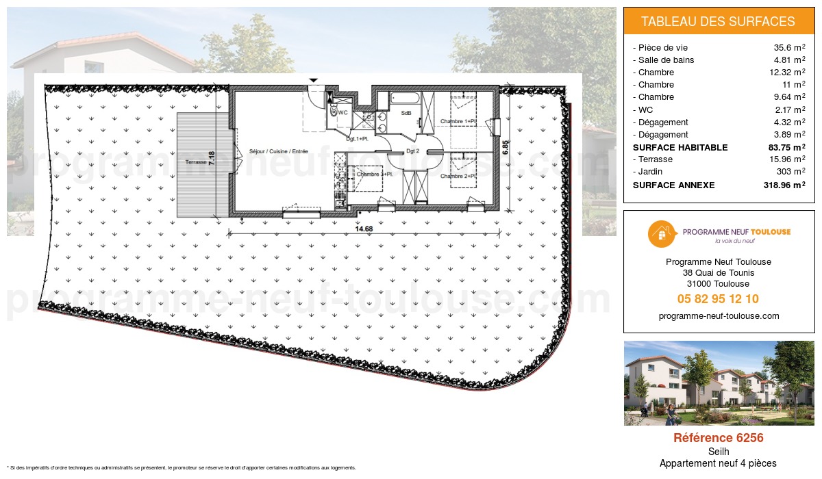 Plan pour un Appartement neuf de  83.75m² à
					Seilh
