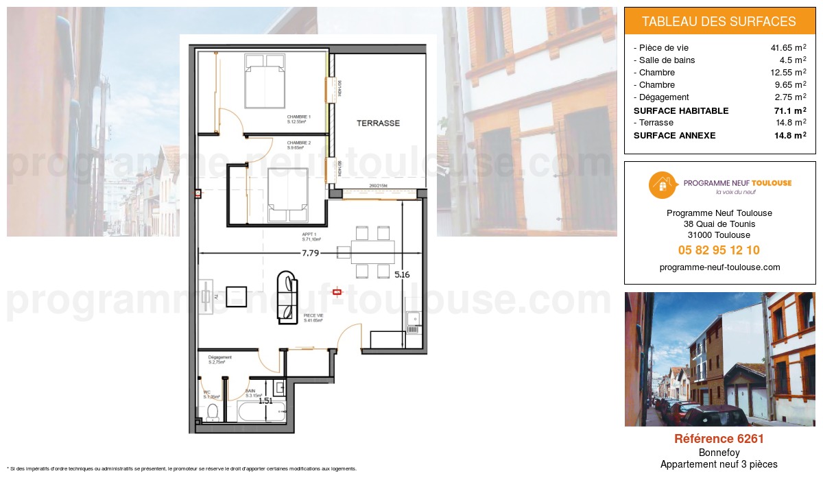 Plan pour un Appartement neuf de  71.1m² à
					Bonnefoy