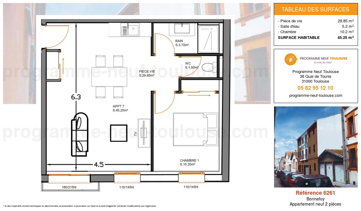 Plan pour un Appartement neuf de  45.25m² à
					Bonnefoy