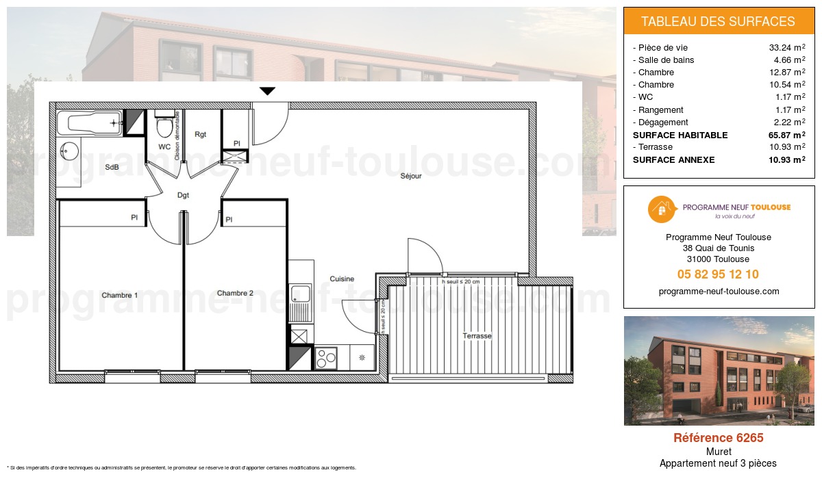 Plan pour un Appartement neuf de  65.87m² à
					Muret