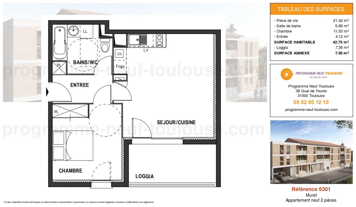 Plan pour un Appartement neuf de  42.75m² à
					Muret