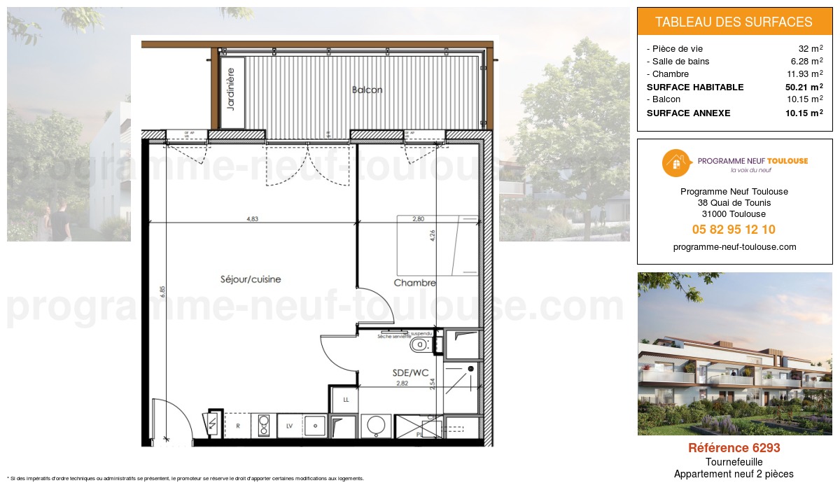 Plan pour un Appartement neuf de  50.21m² à
					Tournefeuille