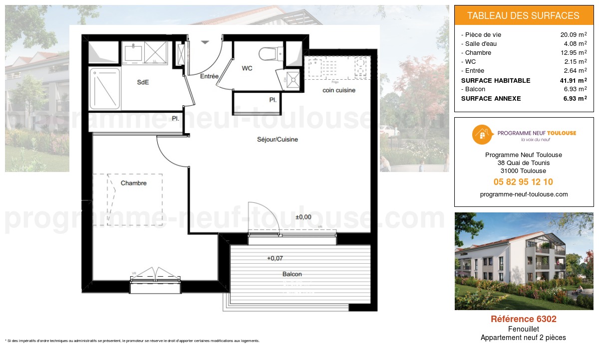 Plan pour un Appartement neuf de  41.91m² à
					Fenouillet