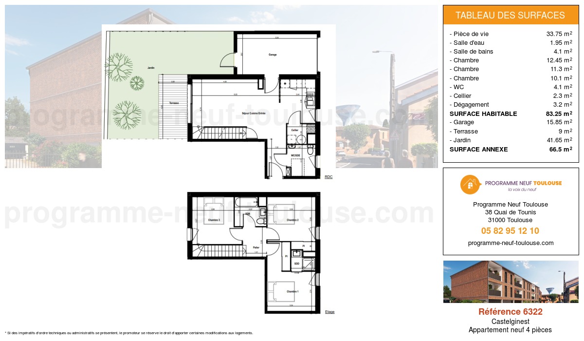 Plan pour un Appartement neuf de  83.25m² à
					Castelginest
