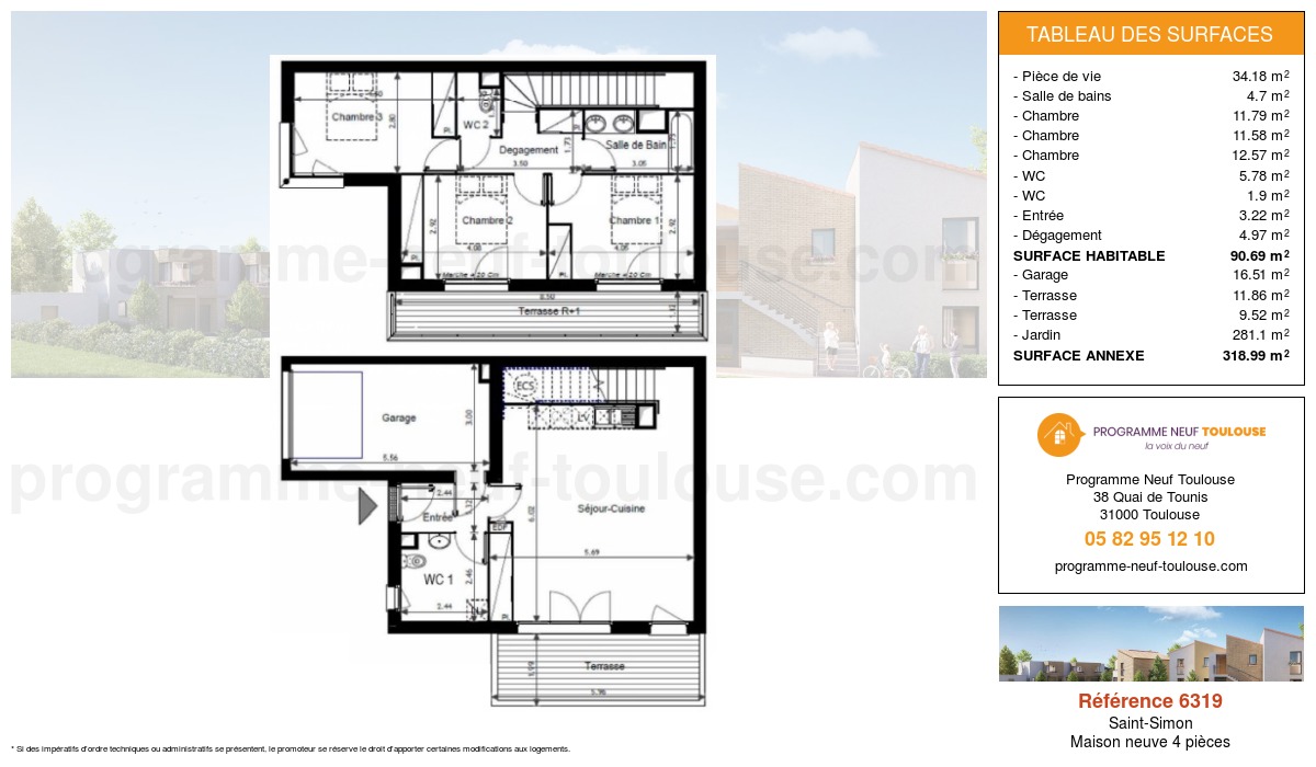 Plan pour un Maison neuve de  90m² à
					Saint-Simon