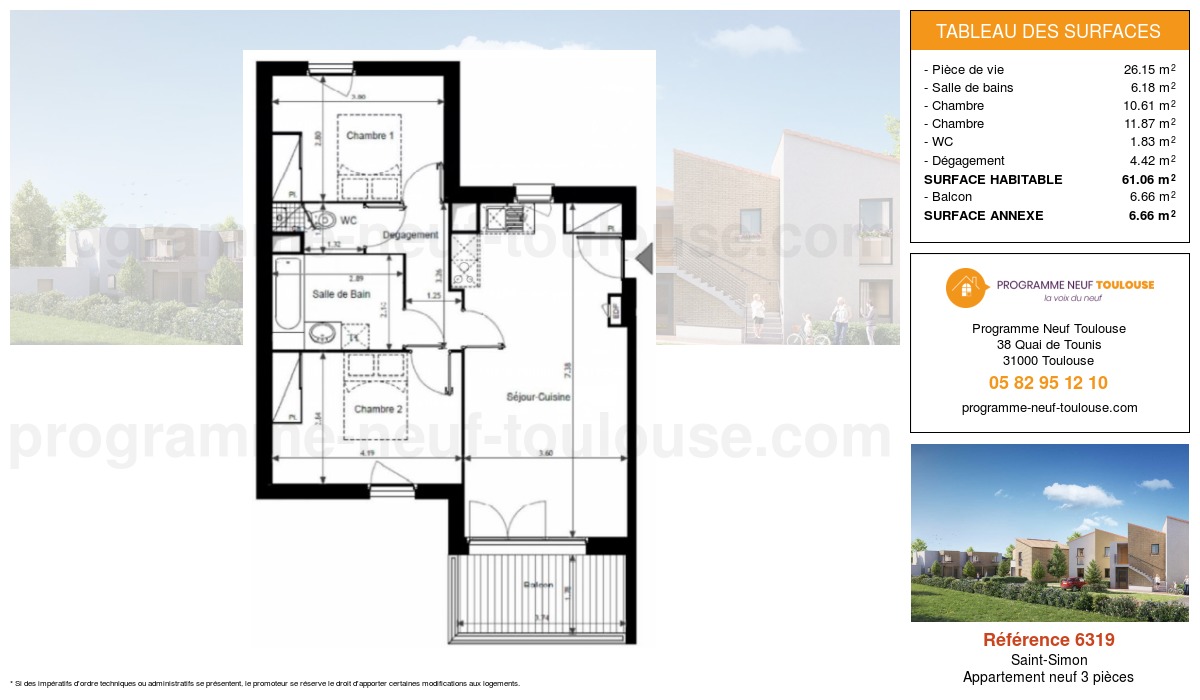 Plan pour un Appartement neuf de  61.06m² à
					Saint-Simon