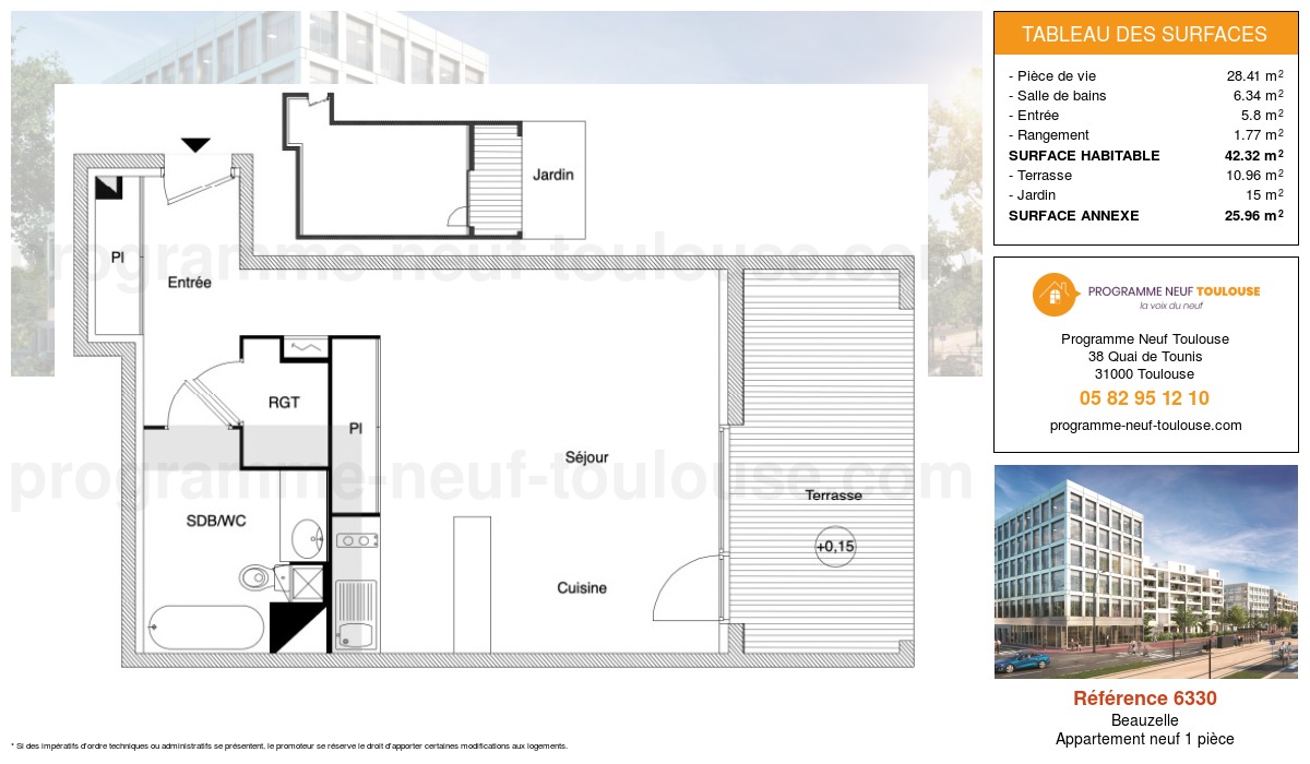 Plan pour un Appartement neuf de  42.32m² à
					Beauzelle