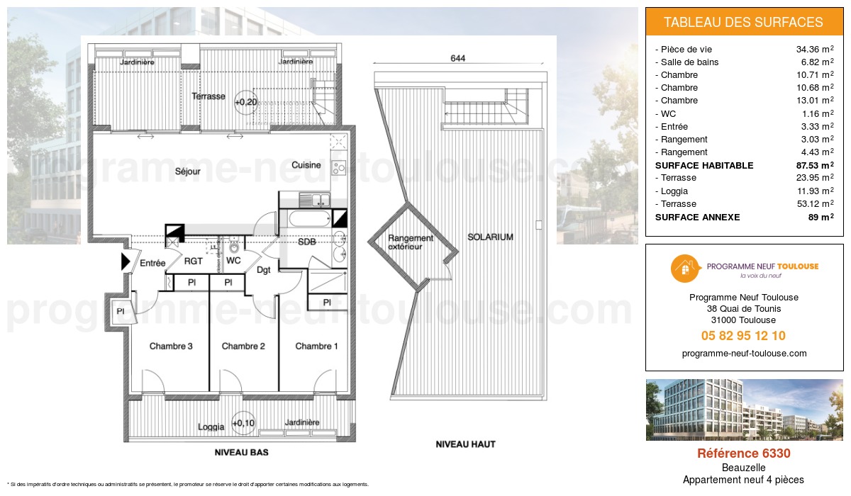 Plan pour un Appartement neuf de  85.95m² à
					Beauzelle