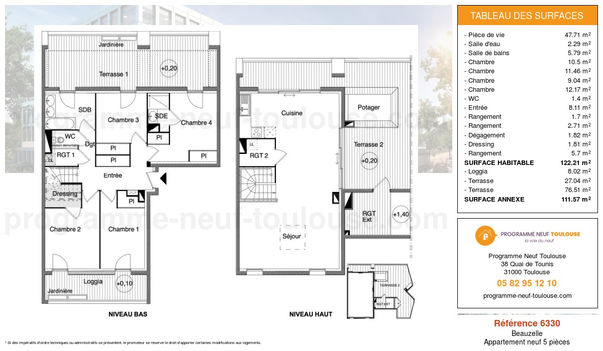 Plan pour un Appartement neuf de  116.51m² à
					Beauzelle