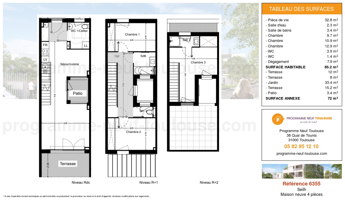Plan pour un Maison neuve de  85.3m² à
					Seilh
