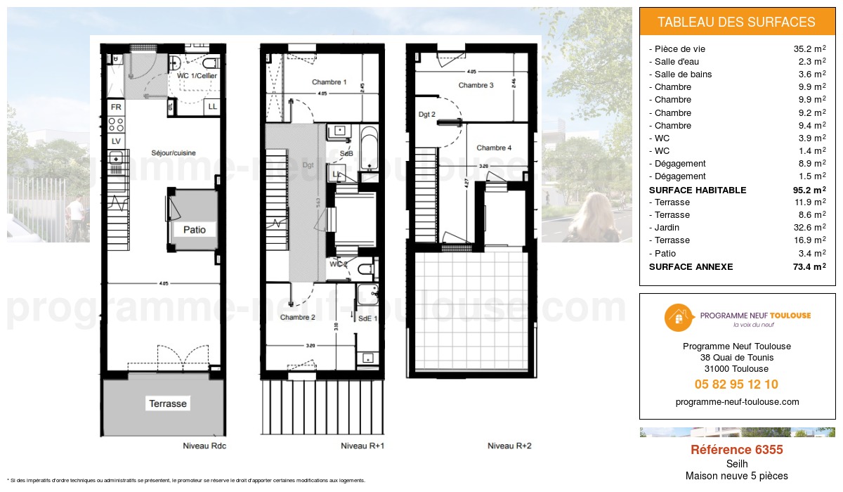 Plan pour un Maison neuve de  95.2m² à
					Seilh