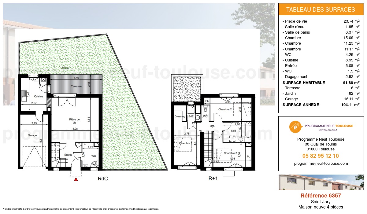 Plan pour un Maison neuve de  91.86m² à
					Saint-Jory