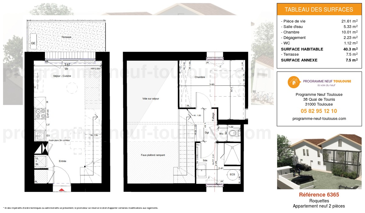 Plan pour un Appartement neuf de  40.3m² à
					Roquettes