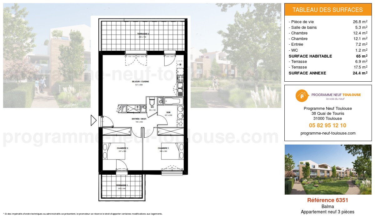 Plan pour un Appartement neuf de  65m² à
					Balma