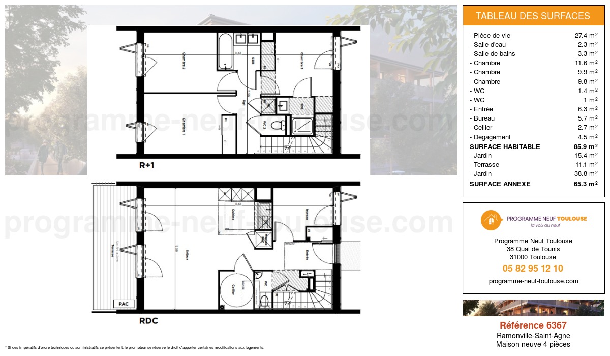 Plan pour un Maison neuve de  85.9m² à
					Ramonville-Saint-Agne