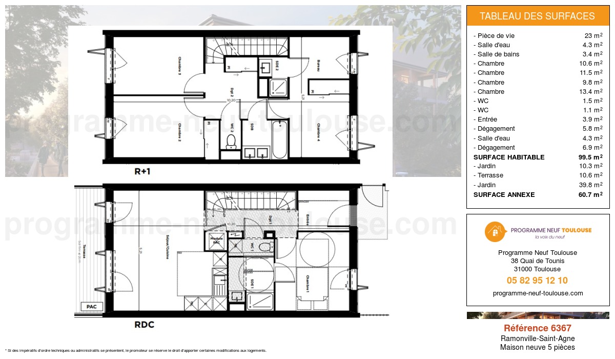 Plan pour un Maison neuve de  97m² à
					Ramonville-Saint-Agne