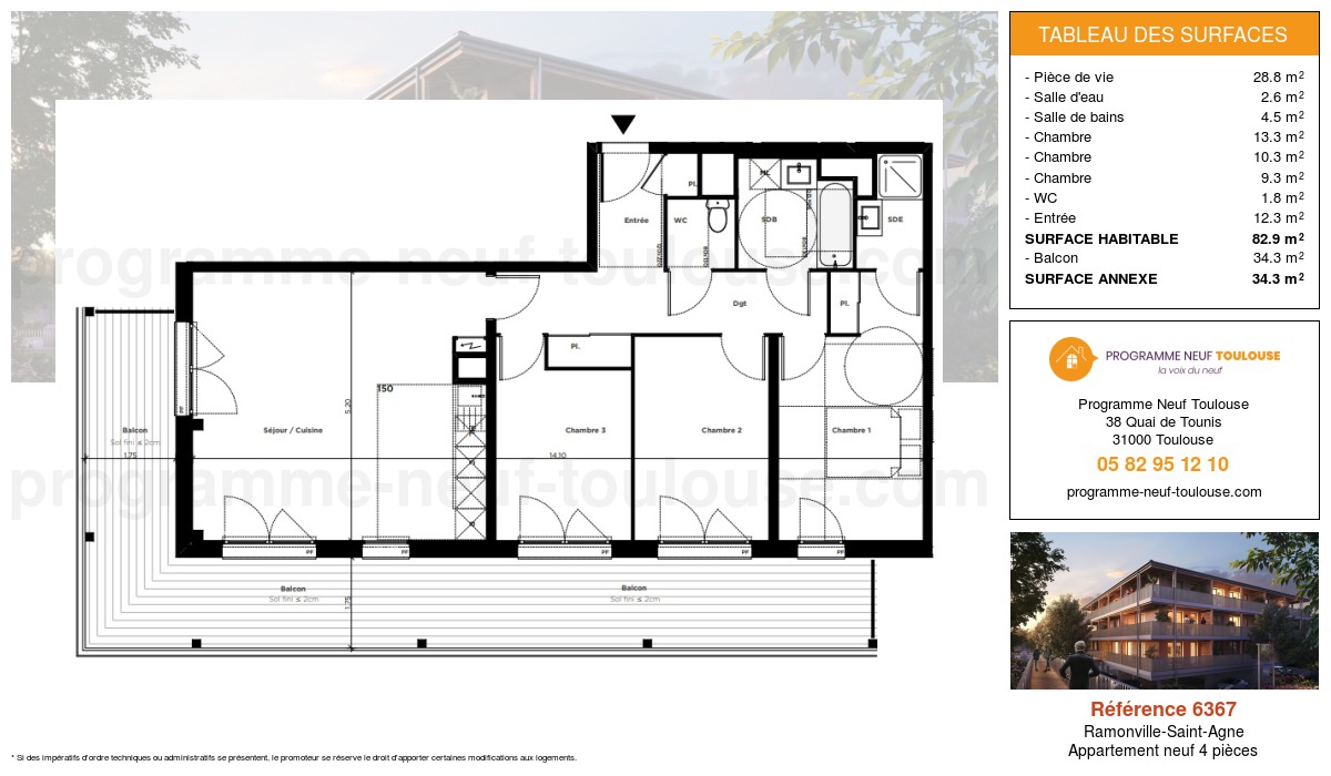 Plan pour un Appartement neuf de  82.9m² à
					Ramonville-Saint-Agne