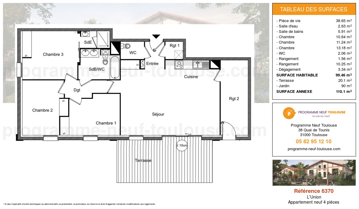 Plan pour un Appartement neuf de  99.46m² à
					L'Union