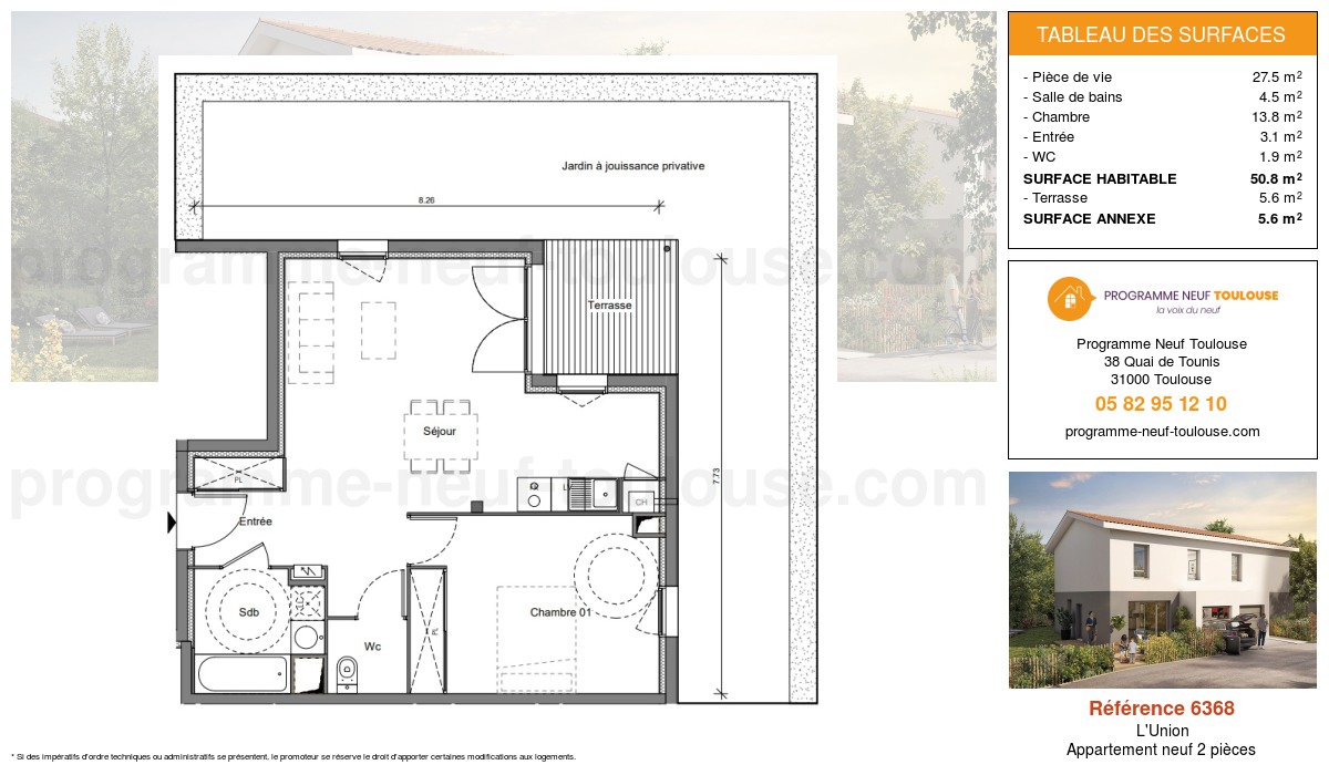 Plan pour un Appartement neuf de  50.8m² à
					L'Union