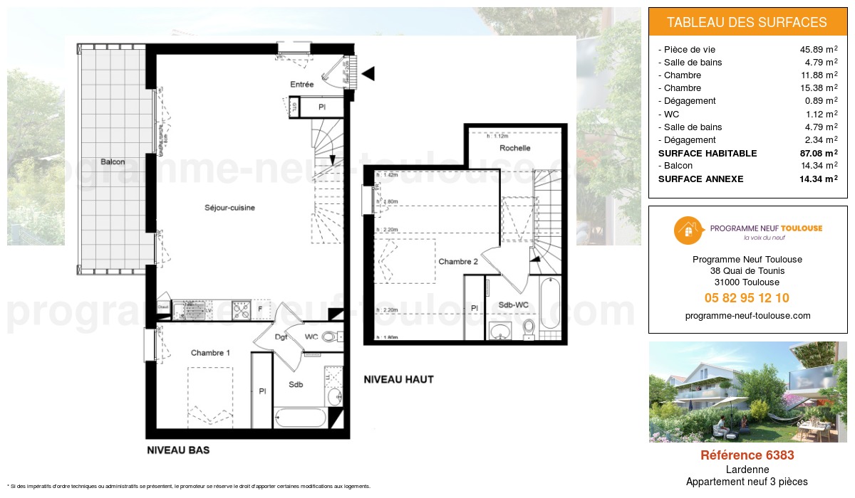 Plan pour un Appartement neuf de  87.08m² à
					Lardenne