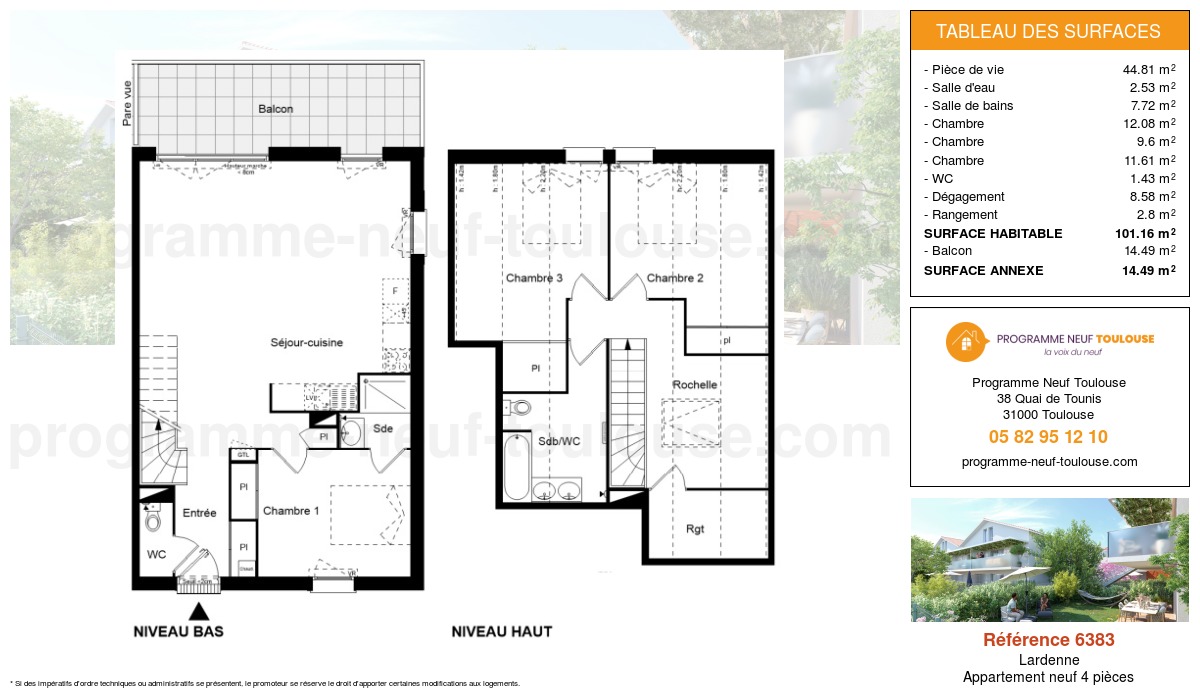 Plan pour un Appartement neuf de  101.16m² à
					Lardenne