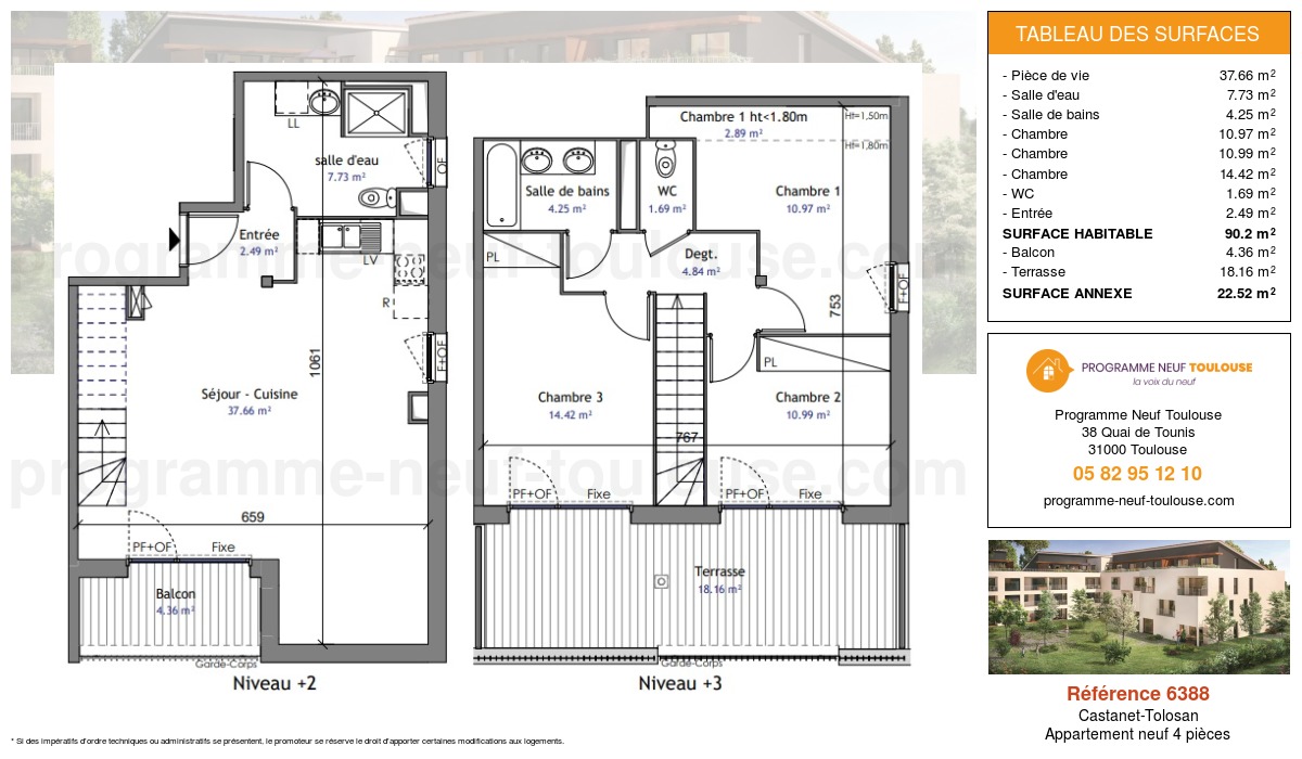Plan pour un Appartement neuf de  95.04m² à
					Castanet-Tolosan