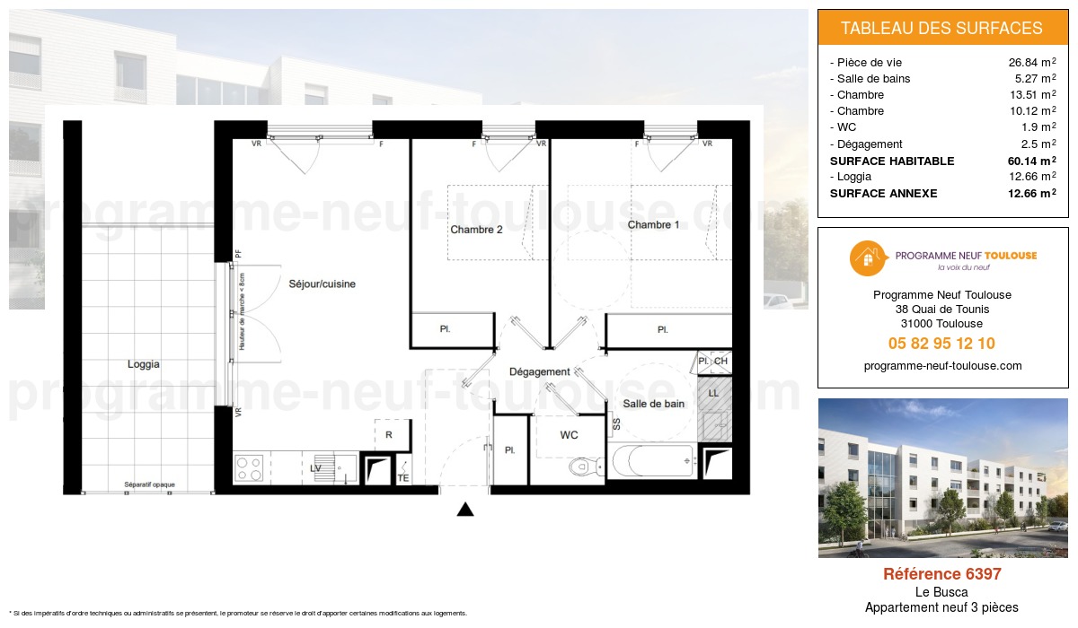 Plan pour un Appartement neuf de  60.14m² à
					Le Busca