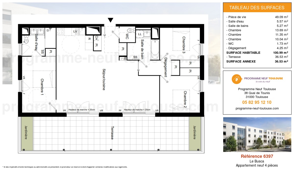 Plan pour un Appartement neuf de  100.99m² à
					Le Busca