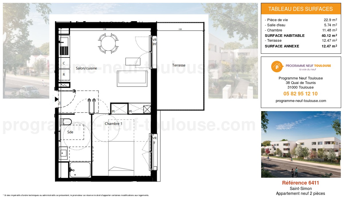 Plan pour un Appartement neuf de  40.12m² à
					Saint-Simon