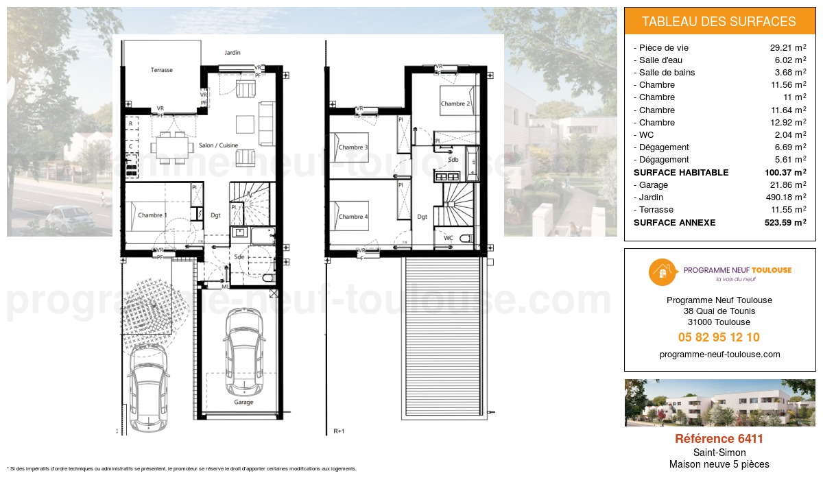 Plan pour un Maison neuve de  100.38m² à
					Saint-Simon