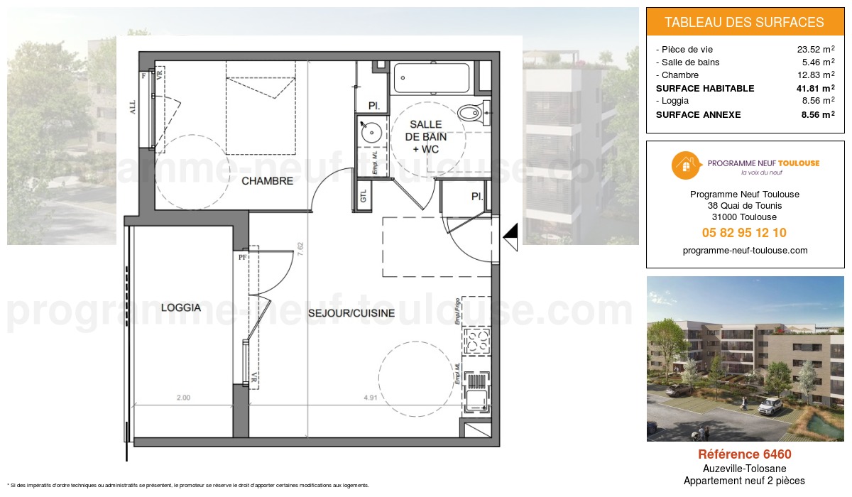 Plan pour un Appartement neuf de  41.81m² à
					Auzeville-Tolosane