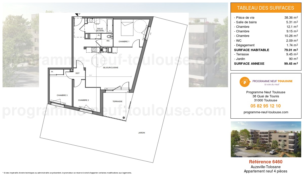 Plan pour un Appartement neuf de  79.01m² à
					Auzeville-Tolosane