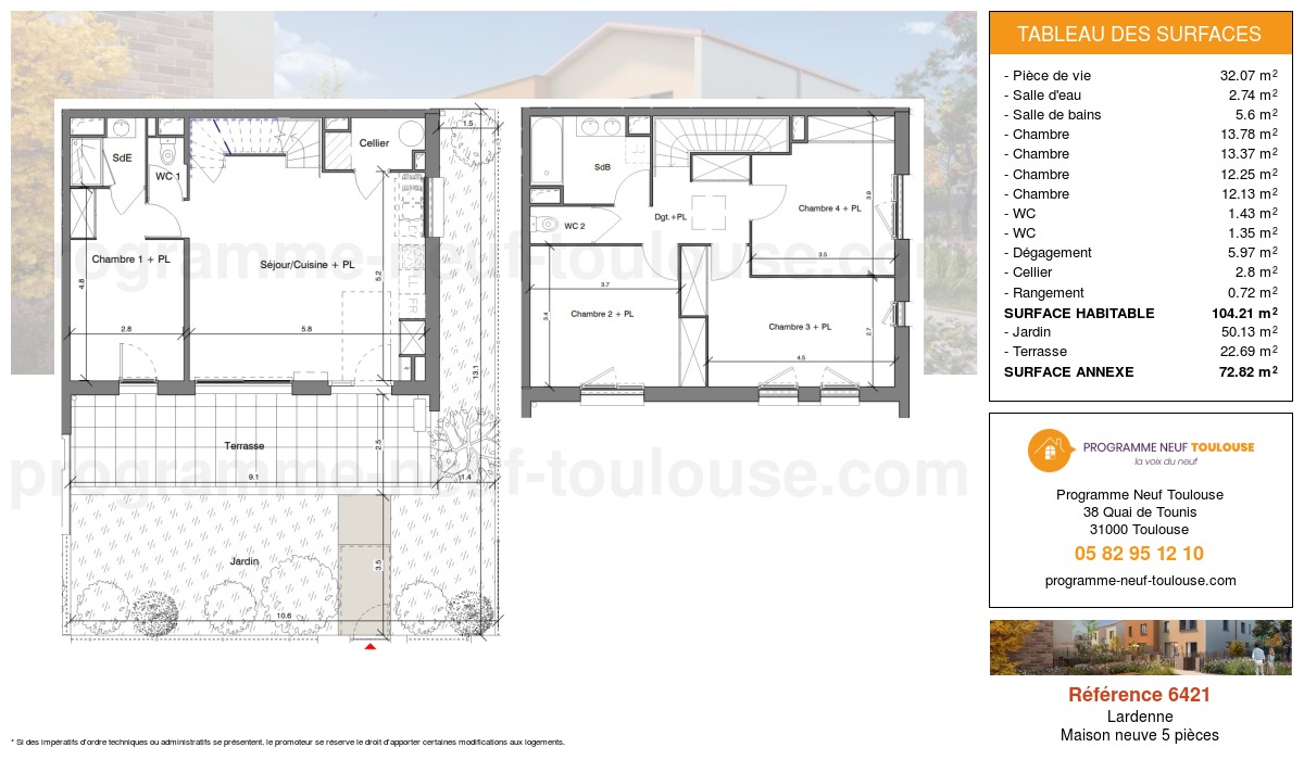 Plan pour un Maison neuve de  104.21m² à
					Lardenne